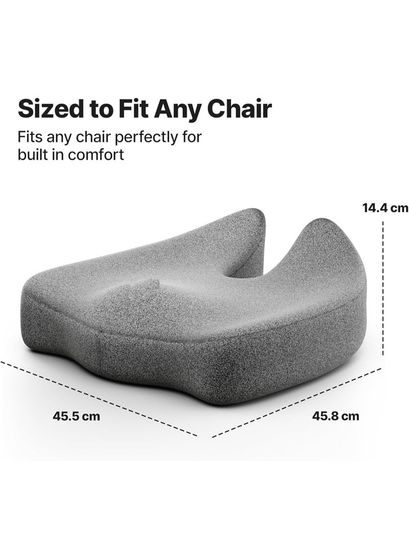مخدة جلوس طبية فوم ميموري لدعم أسفل الظهر وتخفيف ضغط العصعص، وسادة كرسي مريحة للجلوس الطويل 18×18×4 بوصة - Image 2